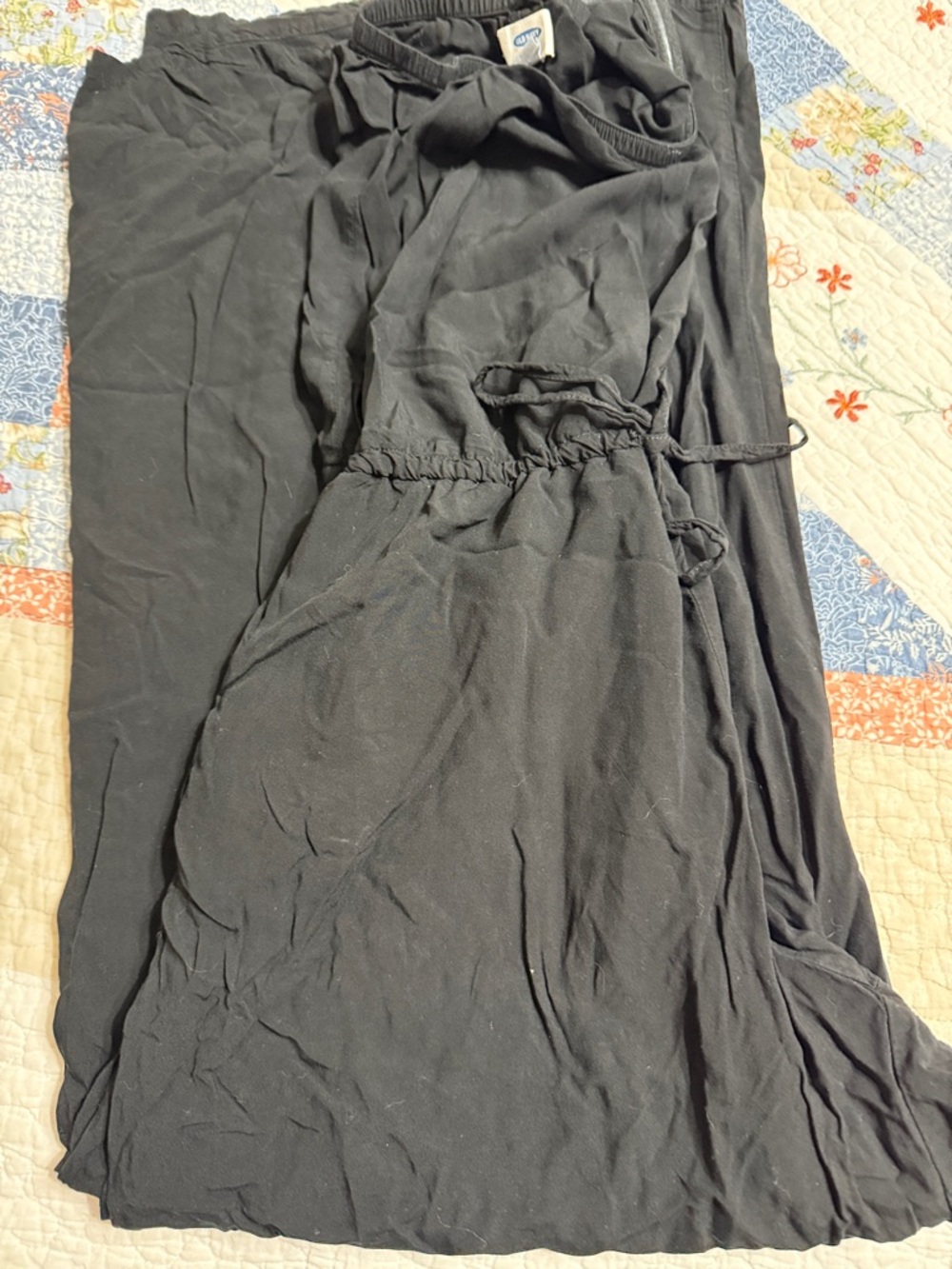 Strapless Black Drawstring Waist  wide leg pantsuit